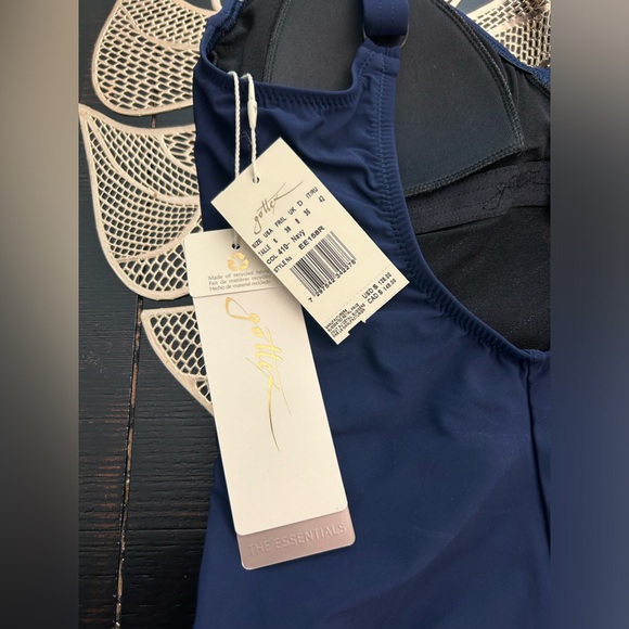 Gottex Tummy Control Surplice V Neck One Piece Swimsuit Navy White Stripes Women - Picture 11 of 11